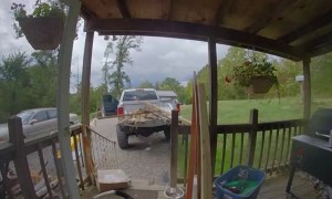 Stepdaughter Rolls Truck Back into Porch Trying to Roll Windows Up