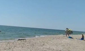 Low Flying Russian Helicopters on Beach at Sea of Azov
