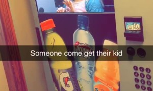 Kiddo Climbs into Vending Machine