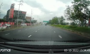 Pickup Slides Into Wrong Lane and T-Bones Car