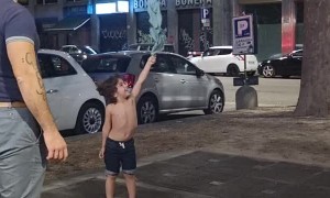 Wind Takes Kid's Shirt Up into Tree