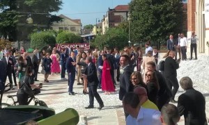 Paper Rains Down on Newly Married Couple