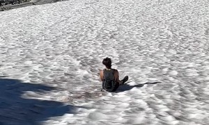 Slow Slide Down a Snowfield