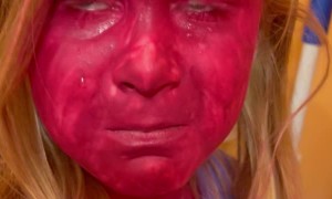 Daughter Wanting to be Pink for Halloween Covers Herself in Lipstick