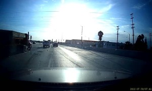 Semi Truck Tire Bursts While Passing