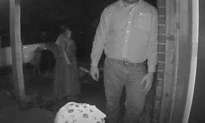 Little Girl Trick or Treating Doesn't Fool Around