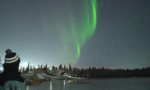 Rock Chirping Under Northern Lights