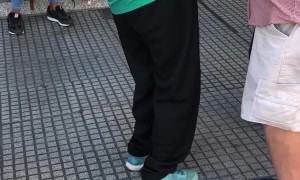 Rat Crawls Around on Lady