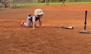 Kiddo at Little League Baseball Swings a Little too Hard
