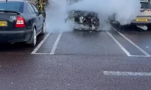 Rental Car Engulfed in Flames