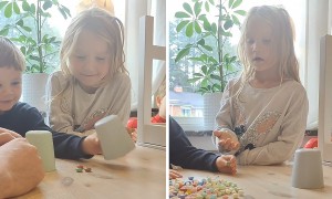 Sweet kids adorably fall for dad's magic trick 