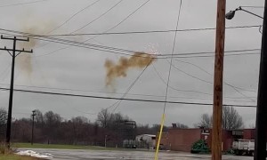 Power Pole Catches Fire