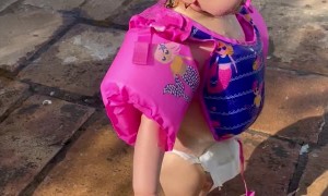 Baby Girl Full Sends into Pool Multiple Times