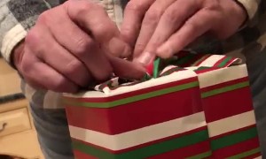 Dad Tries to Wrap Christmas Present
