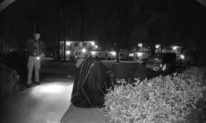 Homeless Man Takes Shelter Under Grill Cover Before Being Arrested