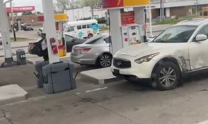 Apparent Hit and Run at Gas Station