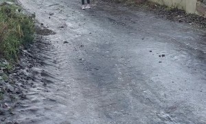 Woman Gets Stuck Slipping And Sliding on Ice