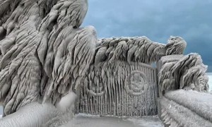 Beach Gets Iced Over