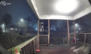 Man Tries to Jog It Off After Slipping and Falling Down Stairs