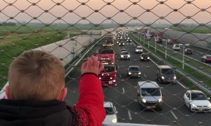 Truck Drives Make Little Boy's Day