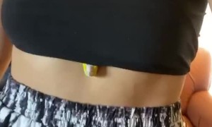 Clingy Bird Pops Out of Black Tank Top