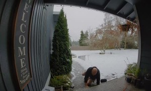Man Slips On Steps After Ice Storm