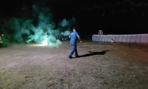 Guy Takes Roman Candle Firework to the Face