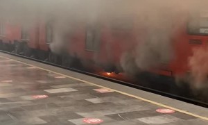 Metro Rail Car Catches Fire in Mexico City