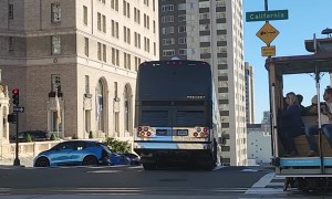 Bus Gets Stuck on Hilltop in San Francisco