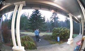 Woman Takes Hard Fall Running Around Corner