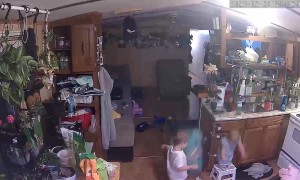 Little Boy Hits Baby Sister With Beanbag Chair