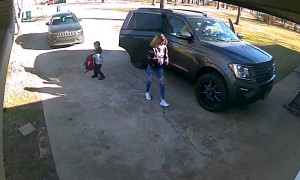 Kid Misses Step and Falls Out of Car