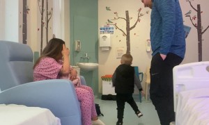 Little Boy Meets His Newborn Baby Sister