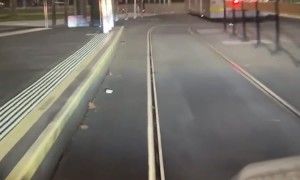 Uber Driver Drives on Tram Track