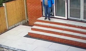 Man Slips And Catches Himself Before Falling Down