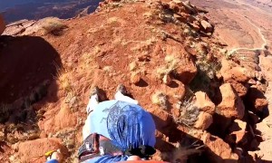BASE Jumper Overshoots Rock Tower