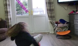Girl Enjoys Spinning on Carousel