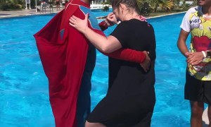 Superman Takes Lady For A Water Ride