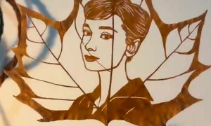 Incredible Audrey Hepburn Leaf Art