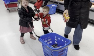 Kids Battle Over Grocery Basket