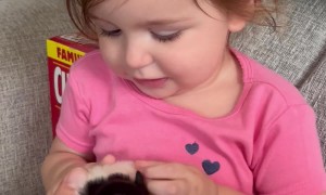 Little Girl Reacts to Holding Tiny Puppy
