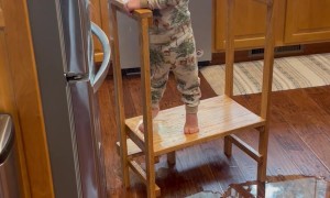 Toddler Floods Kitchen Floor With Water