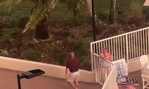 Woman Struggles With Pool Gate