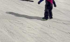 Fearless Little Girl Takes on Ski Jump