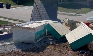 Lumber Delivery Slides Off Truck