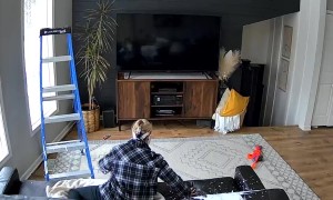 Mom is Shot With Nerf Gun and Spills Paint