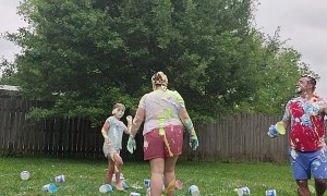 Colorful Whipped Cream Battle Makes a Unique Family Tradition