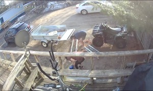 Guy Takes a Tumble Offloading ATV