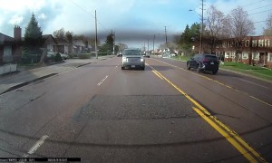 Car Accident By Bus Stop In Canada