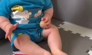 Baby unknowingly pulls off epic trick shot